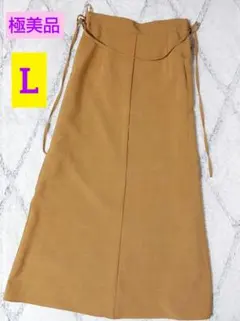 ✴️麻調 ロングスカート✴️フレアー/Aライン⭐ベージュ/キャメル⭐無地⭐極美品
