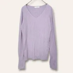 【エージーバイアクアガール】Vネックリブニット　セーター　ラベンダー　03　無地