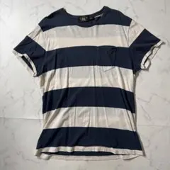 【美品】RRL/ダブルアールエル　Tシャツ　太ボーダー柄　胸ポケット　XLサイズのサムネイル