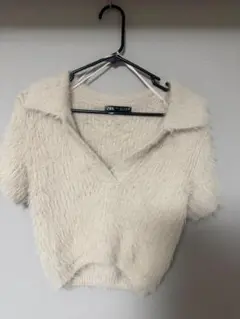 ZARA クリーム色 半袖ニット Sサイズ