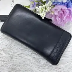 美品✨GUCCI グッチ マイクロシマ 長財布 ラウンドファスナー ブラック