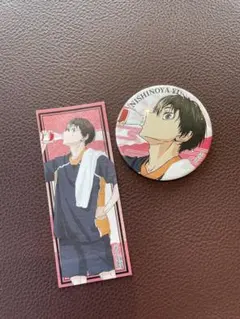 ハイキュー 極楽湯 西谷夕 缶バッチ ステッカーセット