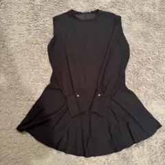 ZARAブラック 長袖 フレアシルエット ワンピース
