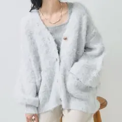 フリークスストア シャギーニットカーディガン グレー 新品 Fサイズ Ｖネック