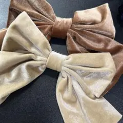 リボンバレッタ ベロア ヘアクリップ ヘアピン