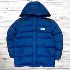 ザノースフェイス ダウンジャケット 刺繍ロゴ ブルー 130 0635