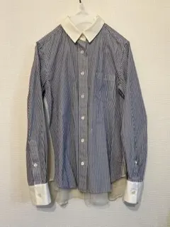 sacai バックレース クレリックシャツ ストライプ size2