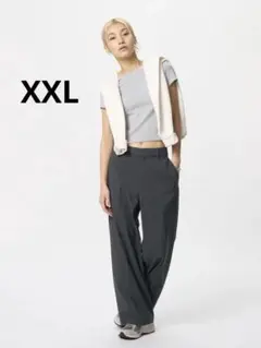 感動ワイドパンツ ダークグレー　XXL
