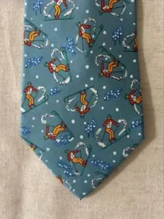 エルメス　ネクタイ　スキー　スポーツ　青色　ブルー色　冬シーズン