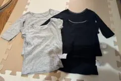 【UNIQLO】4点セット半袖と長袖シャツ黒とグレーの肌着セット80