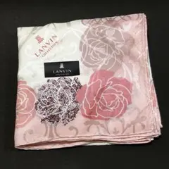 【未使用】ランバンコレクション シルクコットン ハンカチ 花柄 ピンクのサムネイル