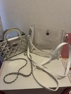 オペークドットクリップシルバーバッグ ハニーズ透明バッグ