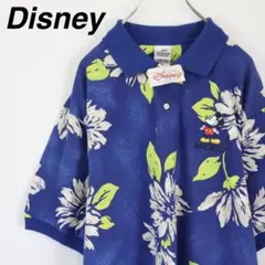 【新品未使用品】ディズニー ポロシャツ ミッキー 刺繍ロゴ 花柄 フラワー 総柄