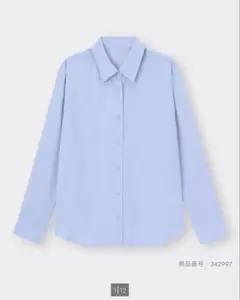 GU 長袖 ドレープレギュラーカラーシャツ　水色のサムネイル