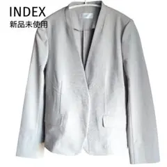 新品未使用 ノーカラージャケットライトグレー洗えるindex春夏М七分袖オフィス