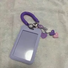 パープル トレカケース 硬質ケース スプリングストラップ付
