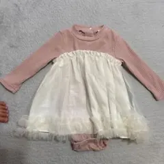 ピンクオフホワイトフリルワンピース 80cm