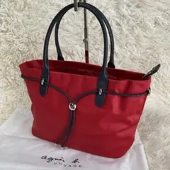 美品 agnes b VOYAGE トートバッグ 肩掛け A4可 レッド