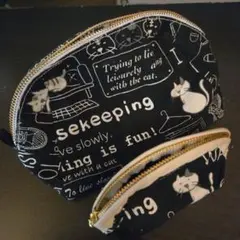 猫柄 ポーチ 2点セット　ハンドメイド