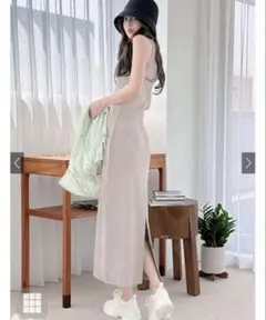 GRL アメスリテレコリブワンピース　ノースリーブロングワンピース Sサイズ