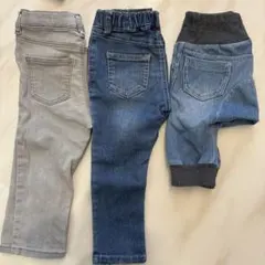 デニムパンツ3点セット（グレー・ブルー）80.90サイズ
