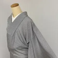 未使用品 絽 地紋 色無地 ブルーグレー 作家物 身丈165.5cm 正絹