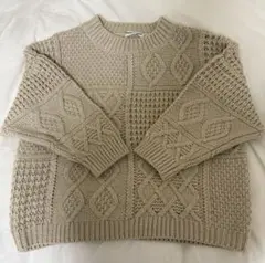 RODEO CROWNS ケーブル編み切替ニット