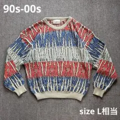 希少90s【マンシングウェア】3Dデザインニット クレイジーパターン