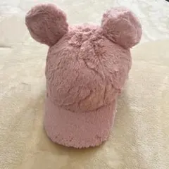 ディズニーリゾート　耳付き　ファーキャップ　ピンク　ミッキー帽子 ミニー