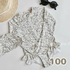 水着 ラッシュガード キッズ 女の子 ワンピース 長袖 花柄 プール 100