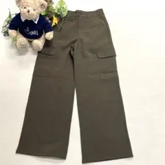新品！GU カーゴワイドパンツ オリーブ色 M レディース