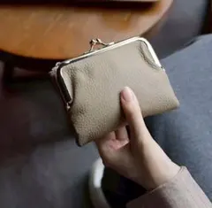 がま口財布 小銭入れ ベージュ コンパクト ミニ財布 レディース