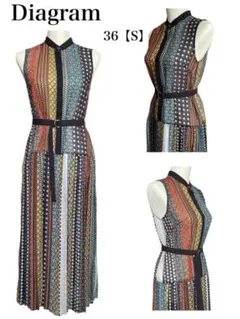 Diagram グレースコンチネンタル　マルチストライププリーツワンピース　S