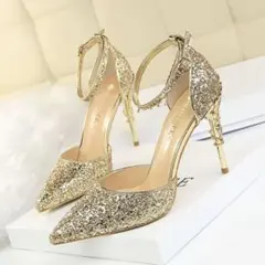 ゴールド グリッター ハイヒール