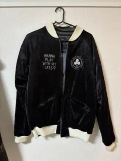 完売品✨ チュウカタベタイ タイガー リバーシブル スカジャン　ベロア　黒×青 Tiger reversible スカジャン【BLUE/BLACK】 | チュウカタベタイ