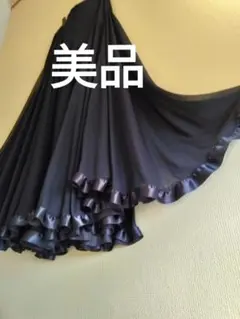 社交ダンス レッスンウェア スカート 濃いブルーフリーサイズのサムネイル