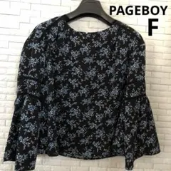 SALE❗️『PAGE BOY』花柄ブラウス　袖ワイドブラウス　紺