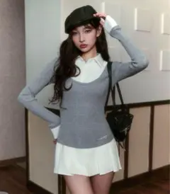andwang Shirt pleated mini onepiece Mサイズ - メルカリ