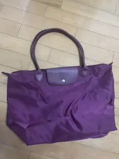 パープル ナイロントートバッグ ジッパー付き