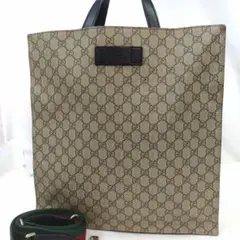 グッチ トートバッグ 2way ショルダー レザー×PVC A4可 GG柄