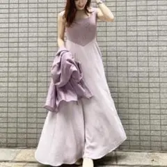 COCO DEAL/スクエアリブニット×ジャガードスカートドッキングワンピース