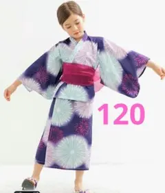 花火柄 女の子浴衣3点セット 120cm