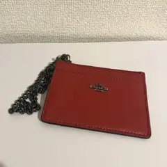 COACH 赤 パスケース チェーン付き