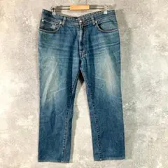 Papas　デニムパンツ　ジーンズ　ワイド　ライトブルー　無地　コットン　日本製のサムネイル