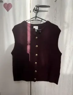 H&M バーガンディ ニットベスト M