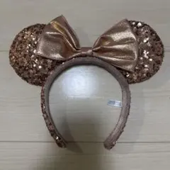 ミニー耳カチューシャ ピンクゴールド系 スパンコール