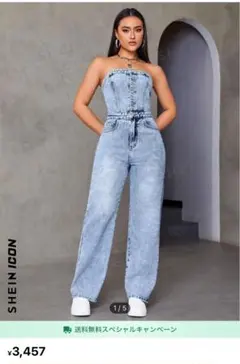 【新品・未使用】ライトブルー Mサイズ デニムサロペット