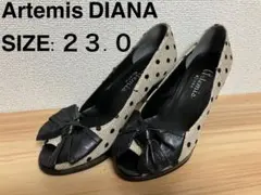Artemis DIANA ハイヒール　リボン　水玉　ベージュ　黒　23.0
