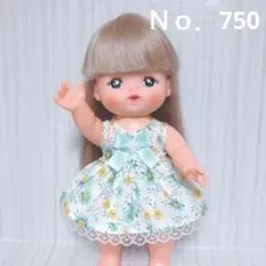 【No.750】メルちゃん 服 花柄リボンのふんわりワンピース