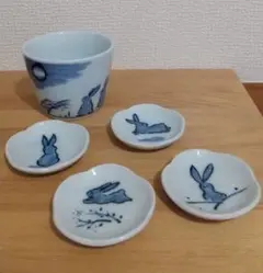 作家 陶芸作家 清水なお子 豆皿 猿と桃の木 猿と鳥 作家物 手描き 工芸